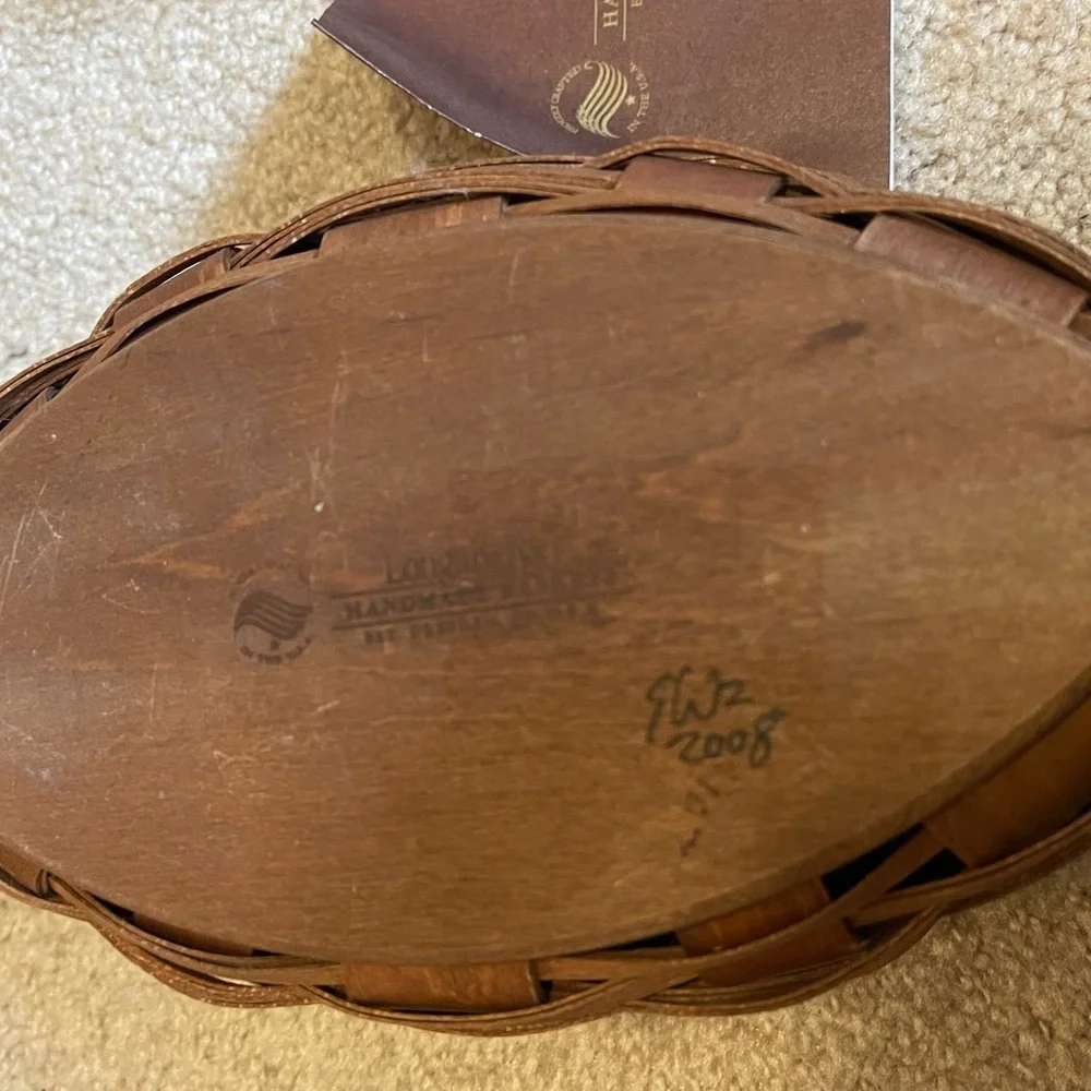 Longaberger 2008 Football Kickoff Basket with Plastic Protector With Red Stripe
